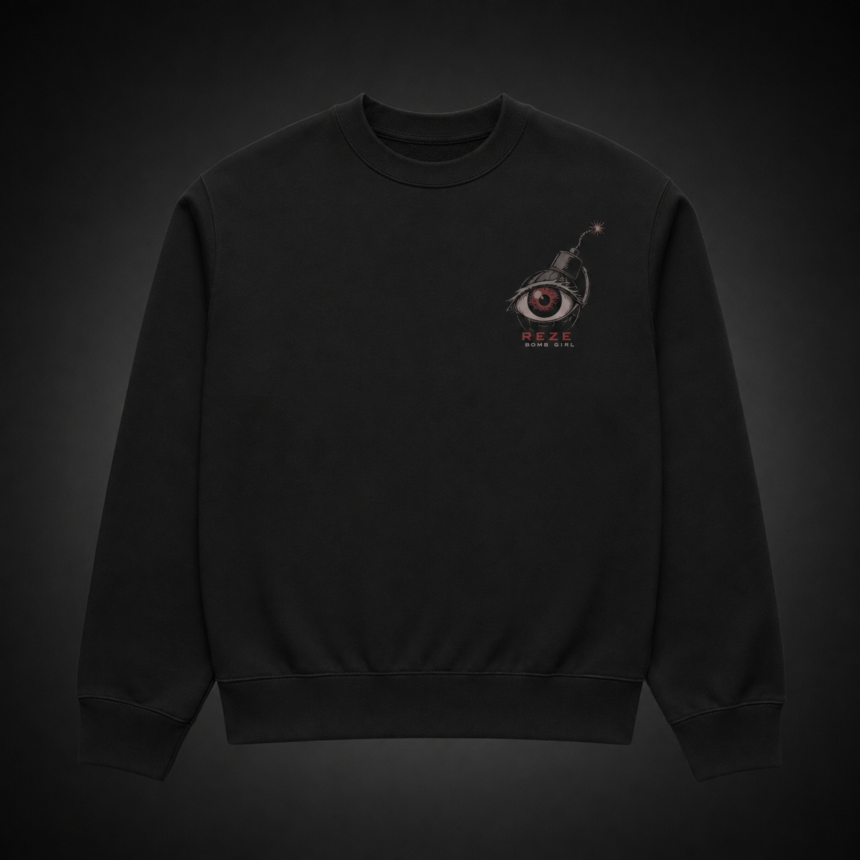 Black sweatshirt with Reze Chainsaw Man Bomb Girl graphic – photo 2