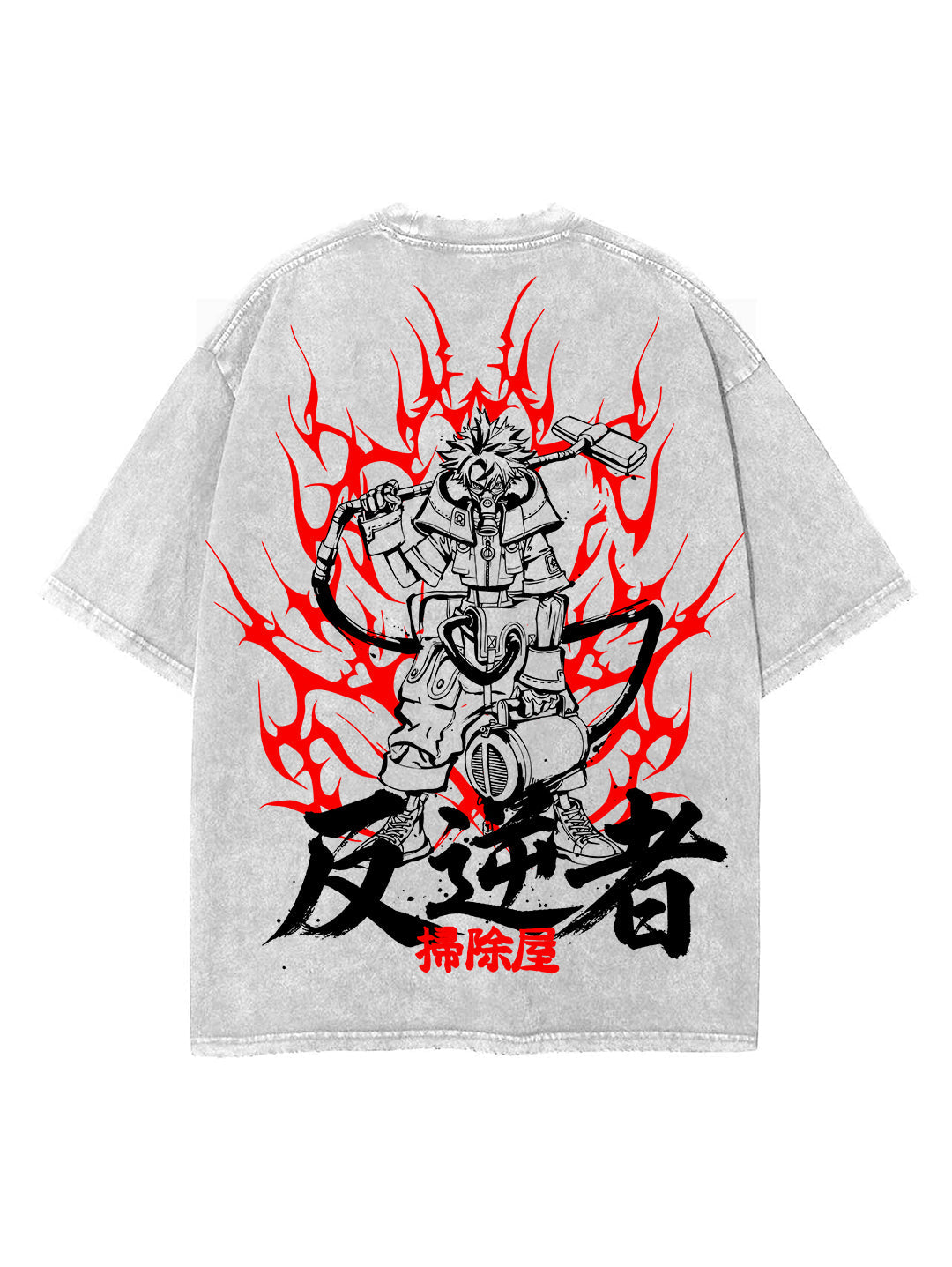 Washed grey t-shirt with Scrap Rebel Mecha Warrior Scrap Rebel graphic – photo 1