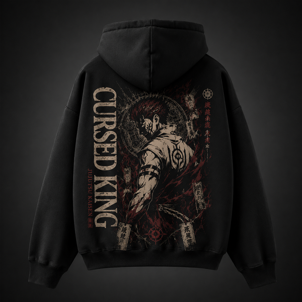 Black hoodie with Ryomen Sukuna Jujutsu Kaisen Cursed King graphic – photo 1