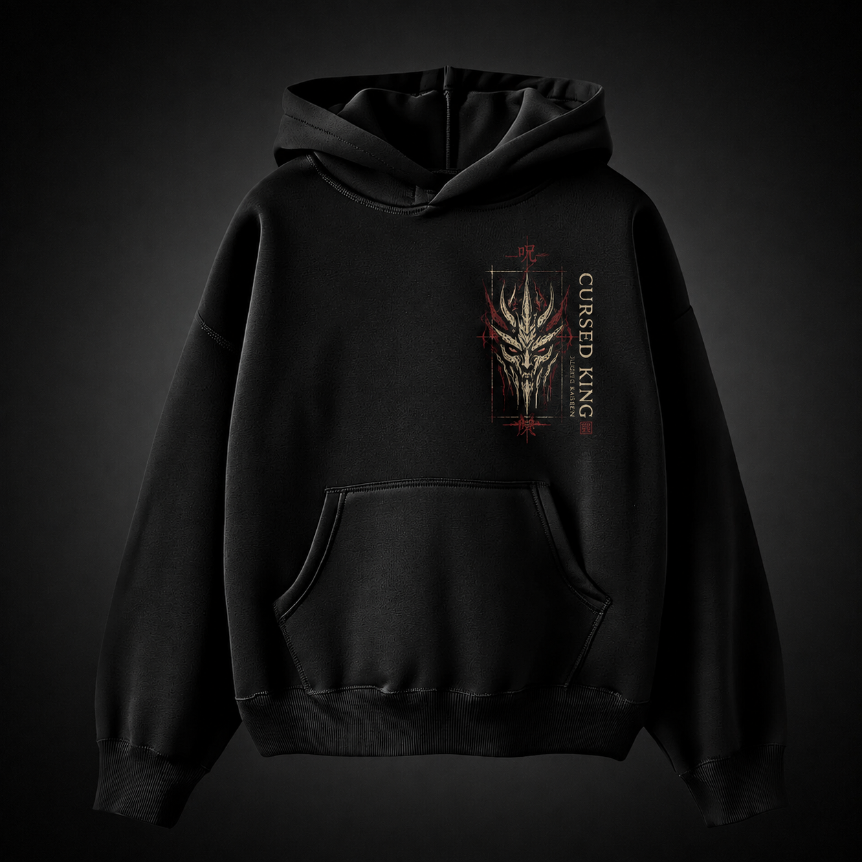 Black hoodie with Ryomen Sukuna Jujutsu Kaisen Cursed King graphic – photo 2