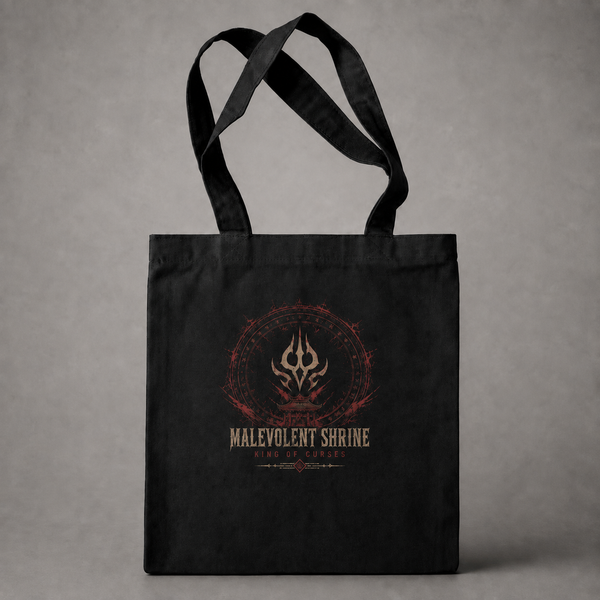 Black tote bag with Ryomen Sukuna Jujutsu Kaisen King Of Curses graphic – photo 2
