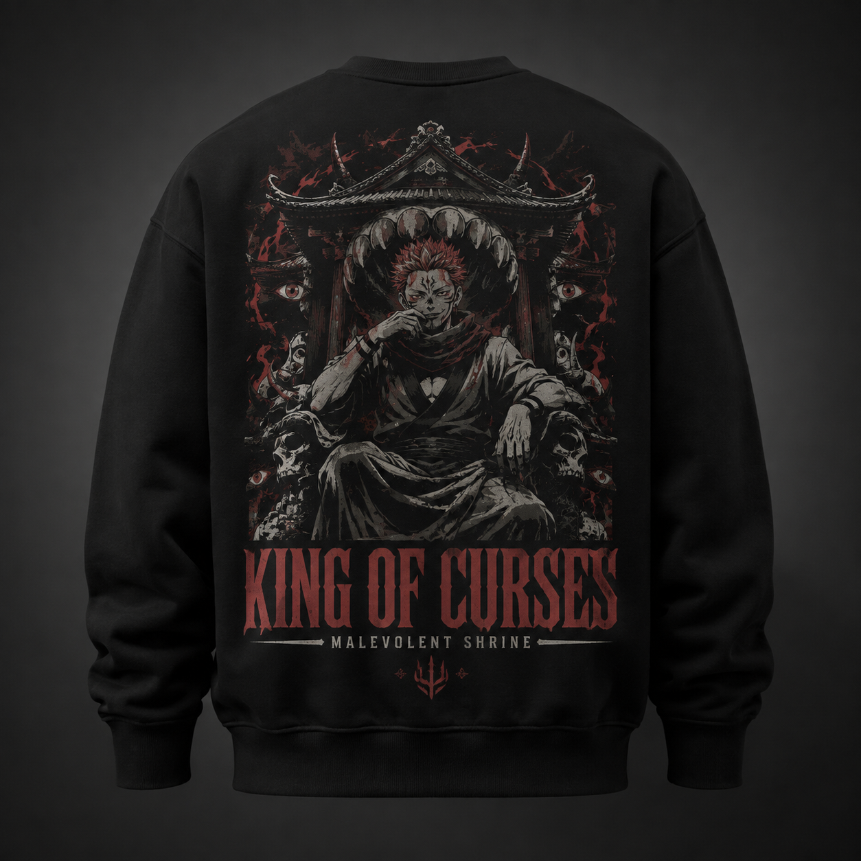 Black sweatshirt with Ryomen Sukuna Jujutsu Kaisen Malevolent Shrine graphic – photo 1