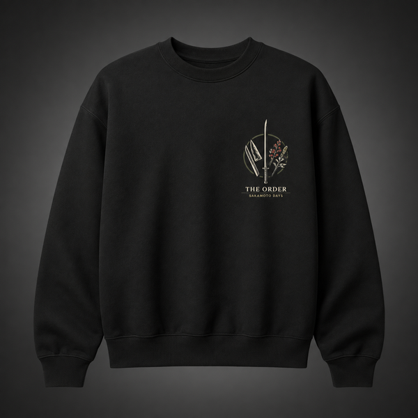 Black sweatshirt with Sakamoto Days The Order graphic – photo 2