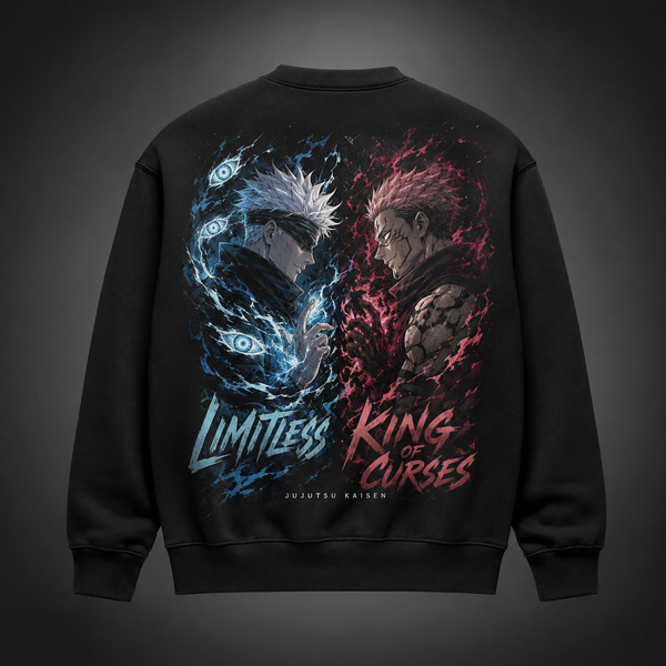 Black sweatshirt with Satoru Gojo and Ryomen Sukuna Jujutsu Kaisen Limitless Vs Curses graphic – photo 1