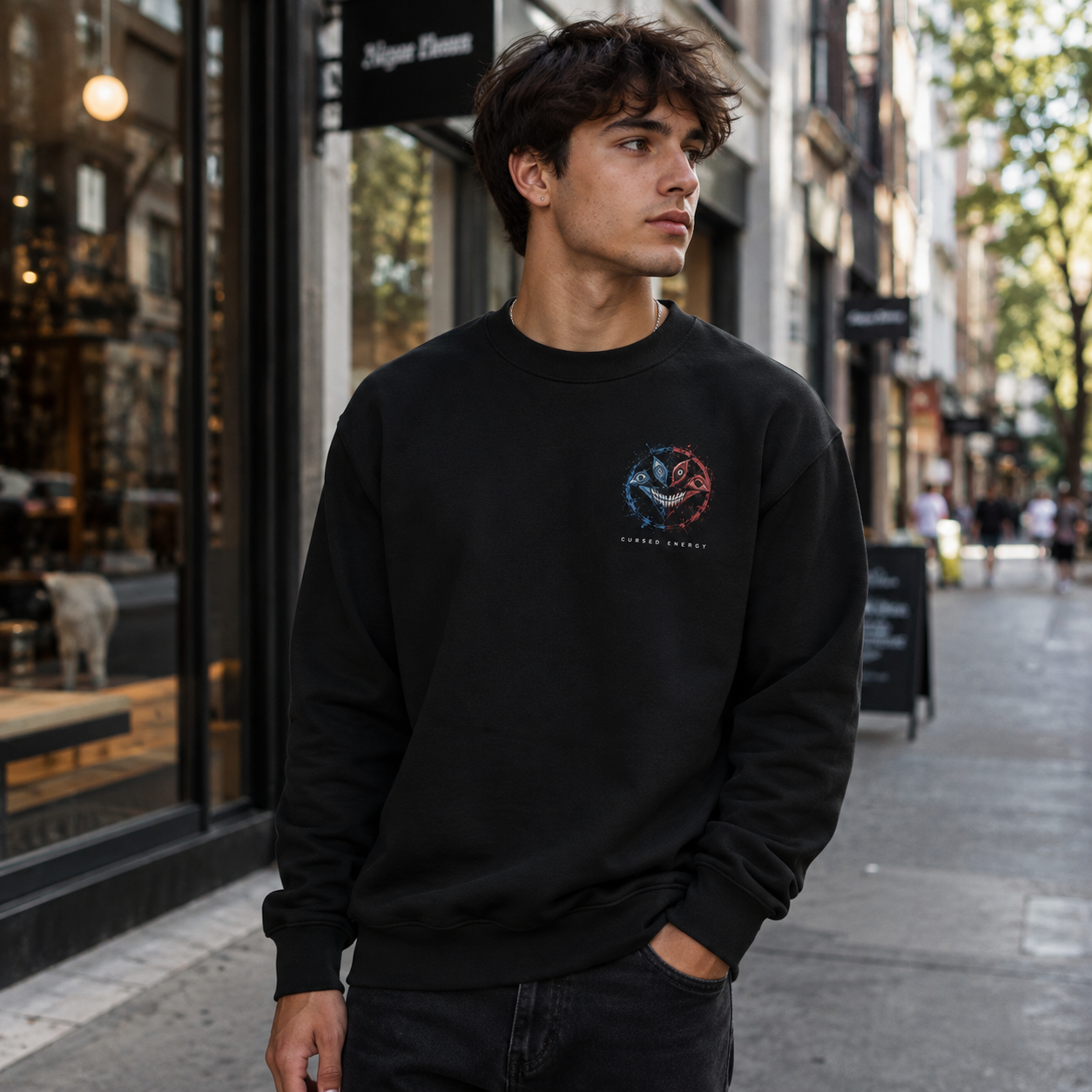 Black sweatshirt with Satoru Gojo and Ryomen Sukuna Jujutsu Kaisen Limitless Vs Curses graphic – photo 4