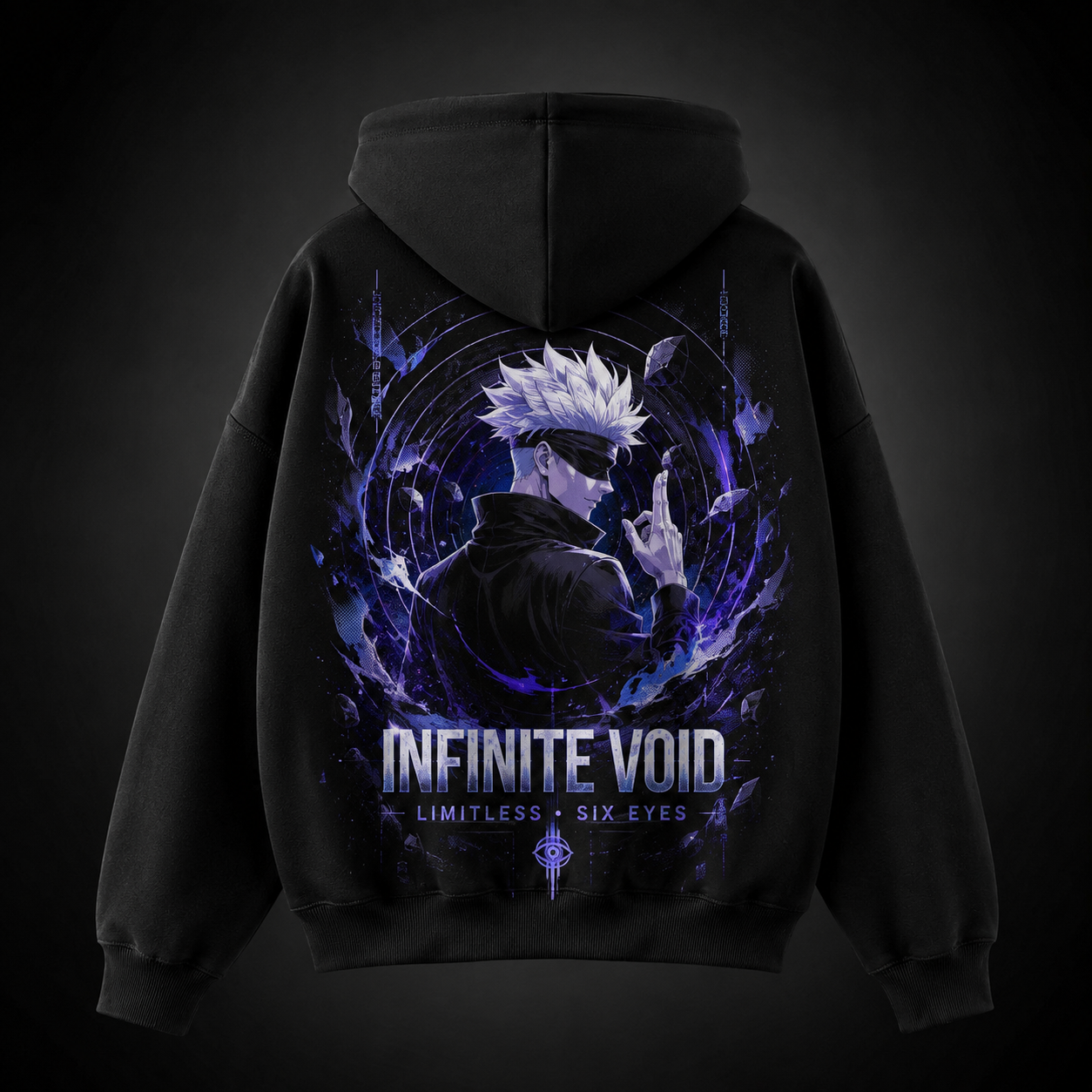 Black hoodie with Satoru Gojo Jujutsu Kaisen Infinite Void graphic – photo 1