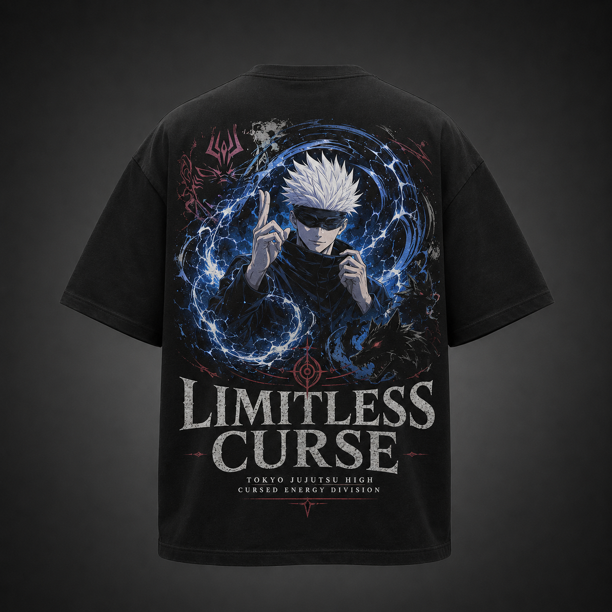 Black t-shirt with Satoru Gojo Jujutsu Kaisen Limitless Curse graphic – photo 1