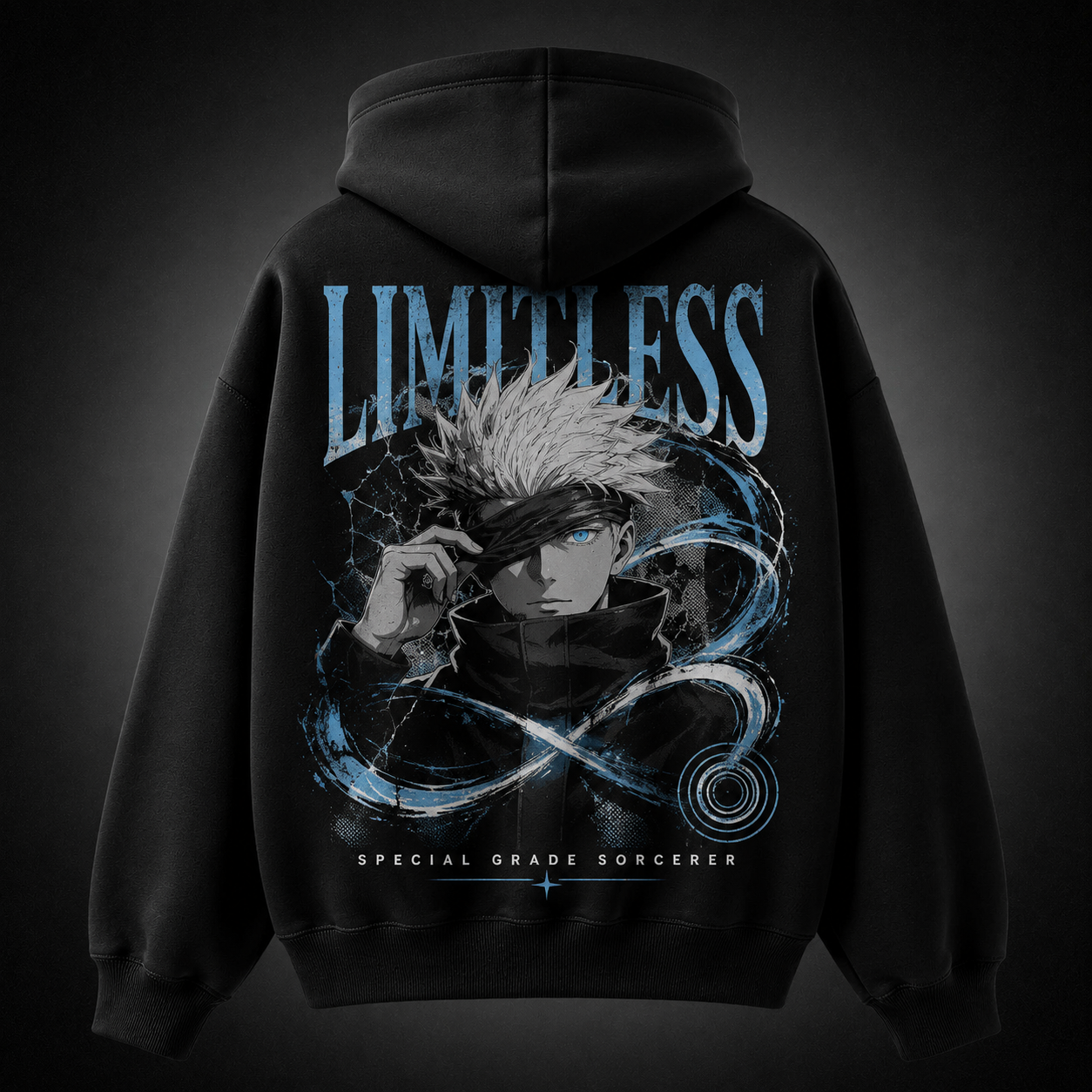 Black hoodie with Satoru Gojo Jujutsu Kaisen Limitless Sorcerer graphic – photo 1