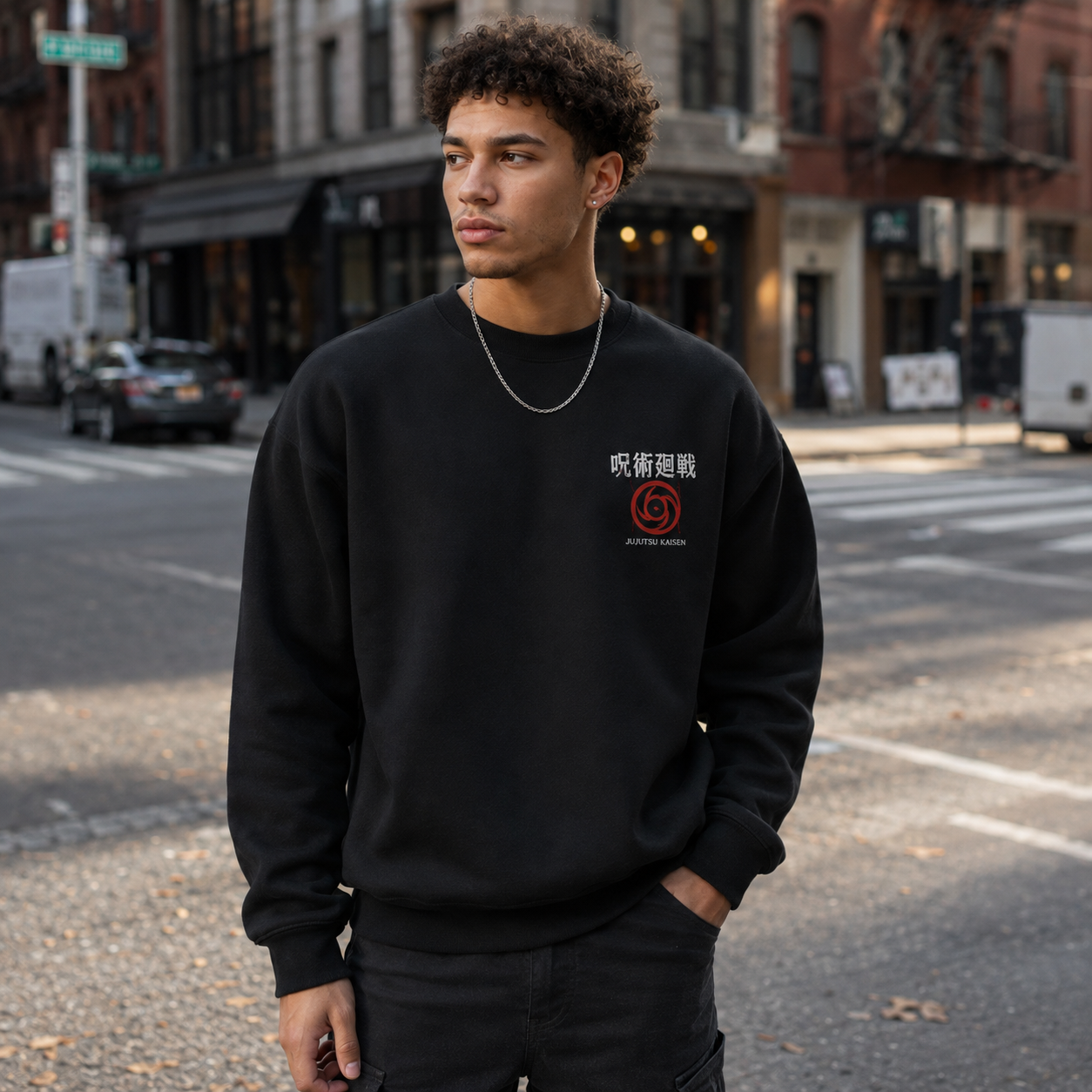 Black sweatshirt with Satoru Gojo Jujutsu Kaisen Strongest Exists Alone graphic – photo 4