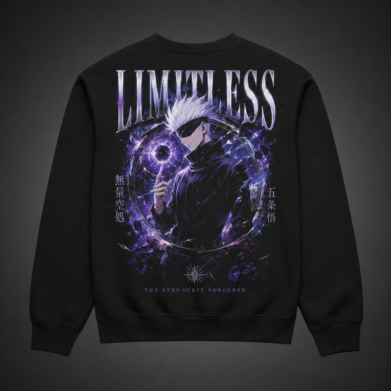 Black sweatshirt with Satoru Gojo Jujutsu Kaisen Strongest Sorcerer graphic – photo 1
