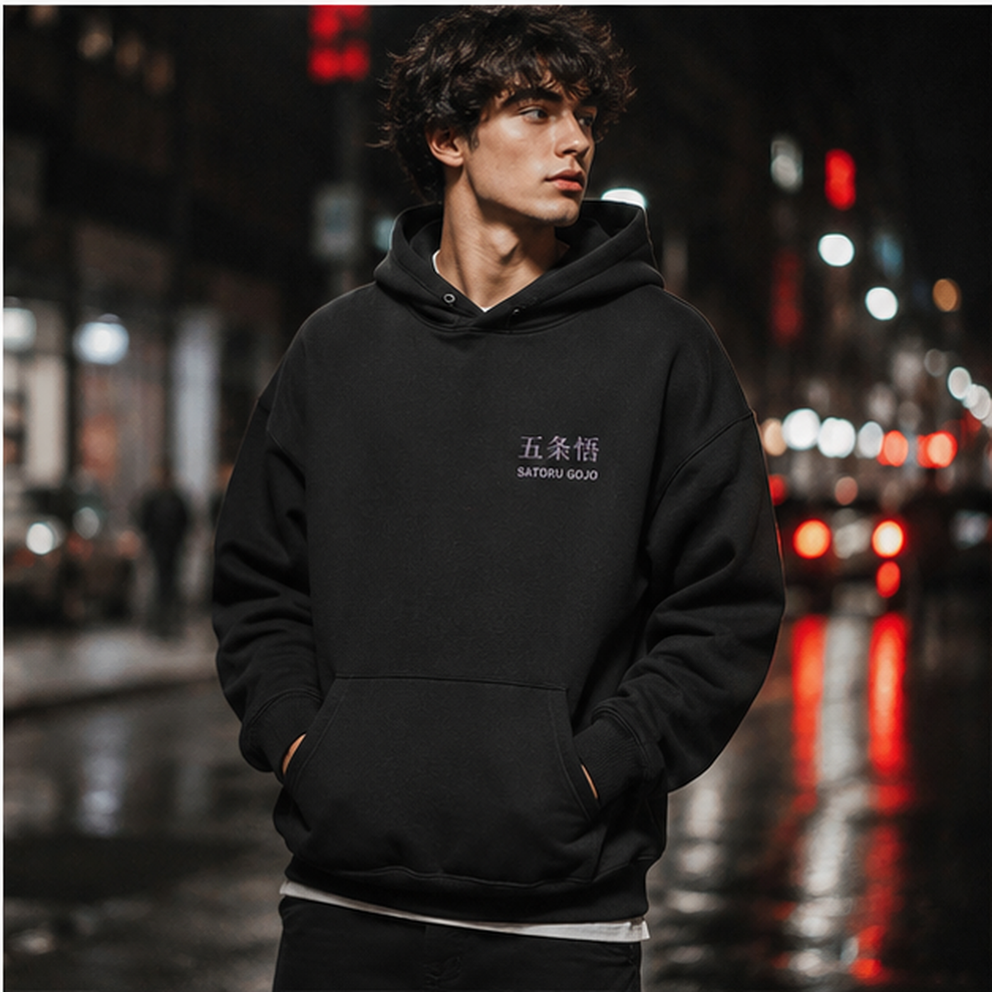 Black hoodie with Satoru Gojo Jujutsu Kaisen The Honored One graphic – photo 4