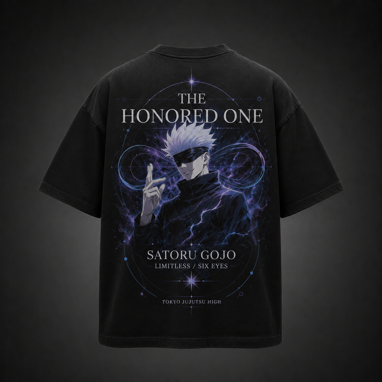 Black t-shirt with Satoru Gojo Jujutsu Kaisen The Honored One graphic – photo 1
