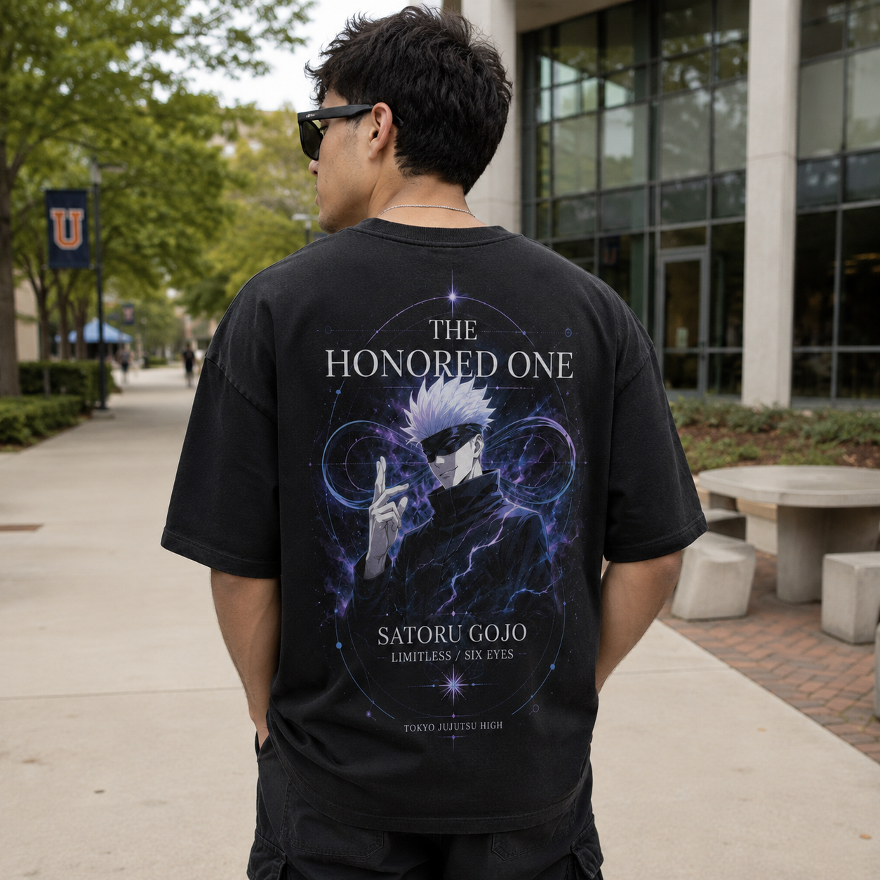 Black t-shirt with Satoru Gojo Jujutsu Kaisen The Honored One graphic – photo 3
