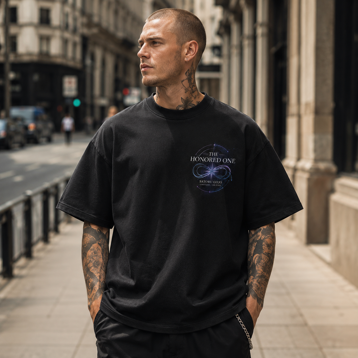 Black t-shirt with Satoru Gojo Jujutsu Kaisen The Honored One graphic – photo 4