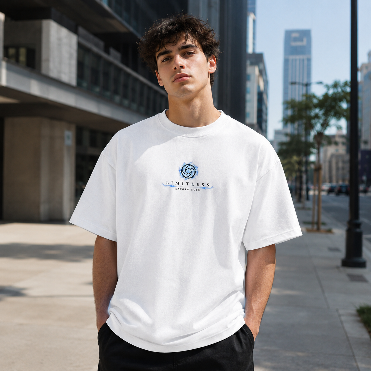 White t-shirt with Satoru Gojo Jujutsu Kaisen The Strongest Limitless graphic – photo 4