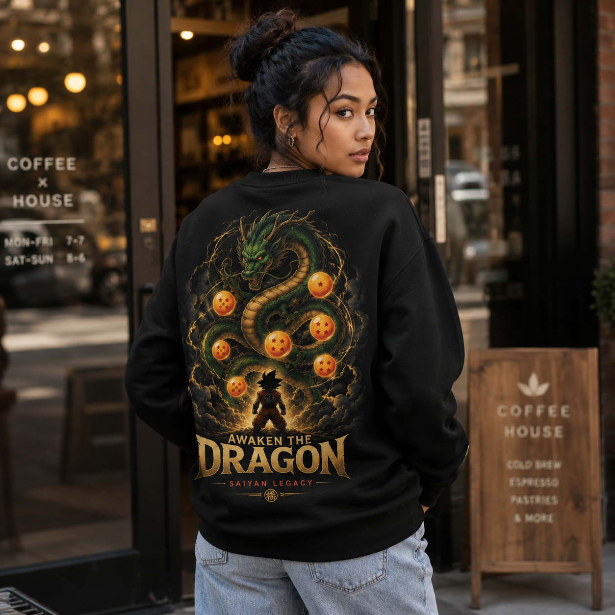 Black sweatshirt with Shenron & Goku Dragon Ball Awaken The Dragon graphic – photo 3
