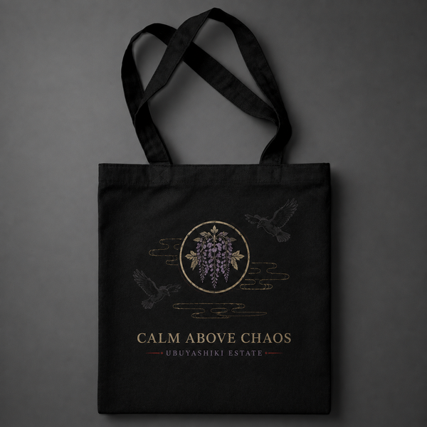 Black tote bag with Shinobu Kocho Demon Slayer Insect Hashira graphic – photo 2