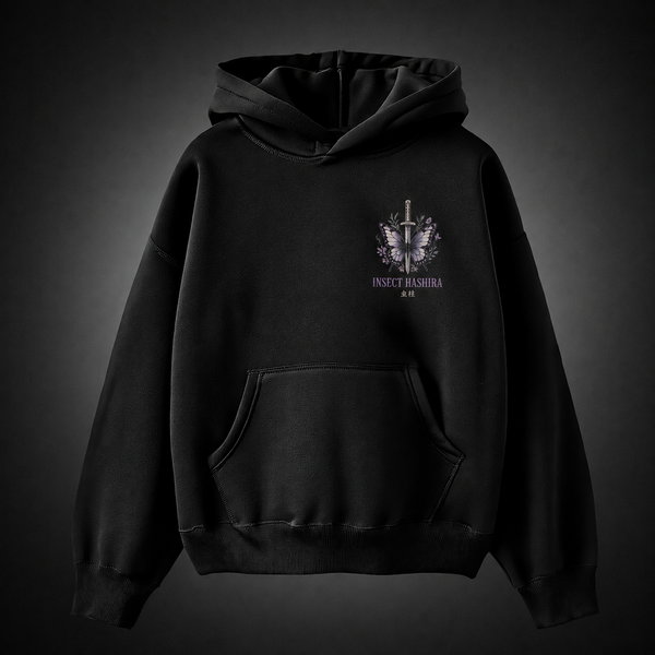 Black hoodie with Shinobu Kocho Demon Slayer Wisteria Estate graphic – photo 2
