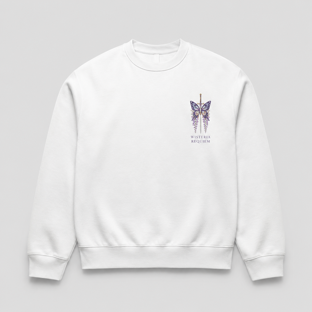 White sweatshirt with Shinobu Kocho Demon Slayer Wisteria Requiem graphic – photo 2