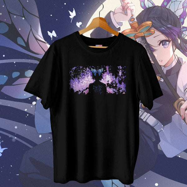 Shinobu Watercolor Silhouette Kanji Black - Demon Slayer Oversized Tee