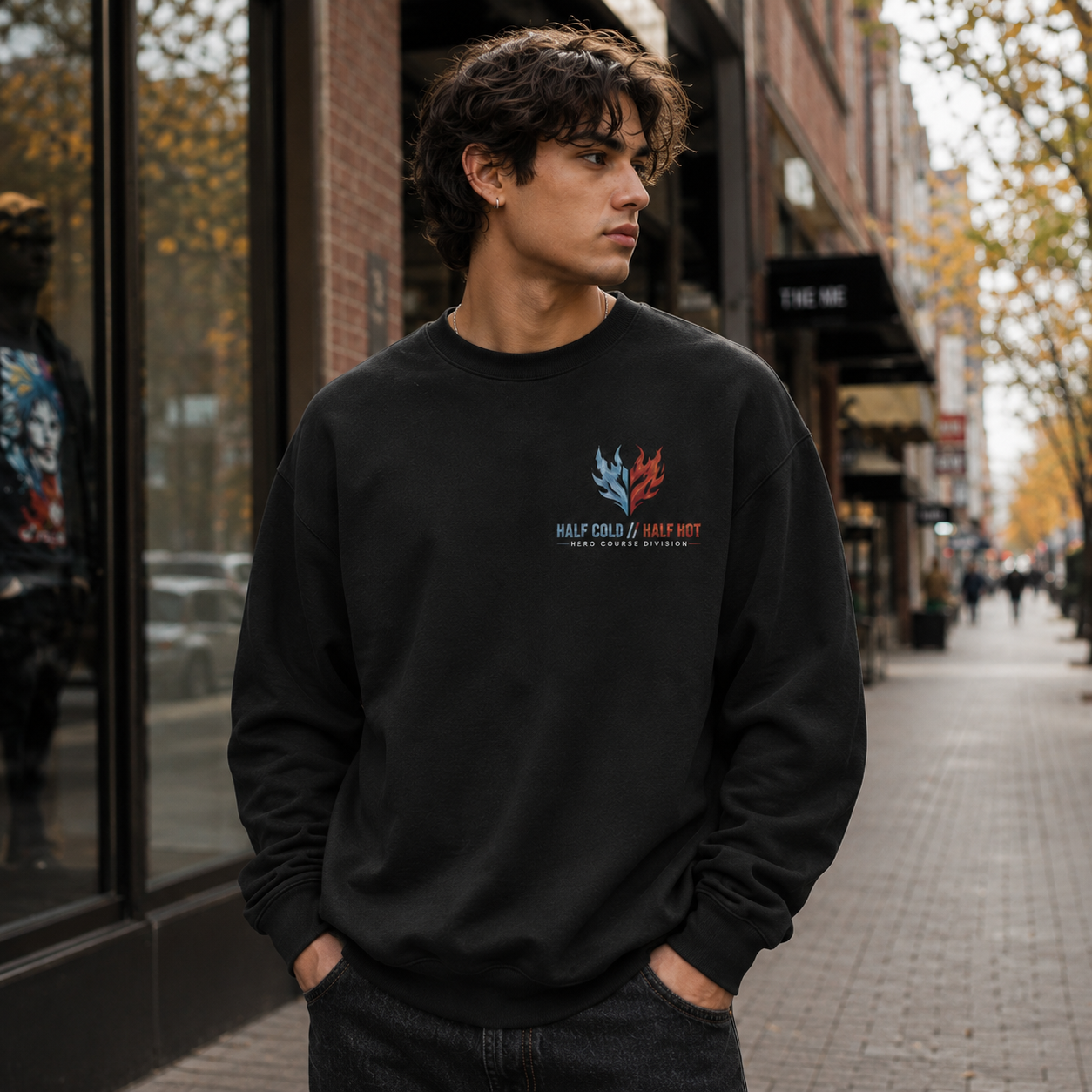 Black sweatshirt with Shoto Todoroki My Hero Academia Half Cold Half Hot graphic – photo 4