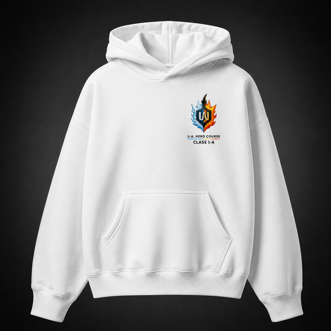 White hoodie with Shoto Todoroki My Hero Academia Half Cold Hot graphic – photo 2