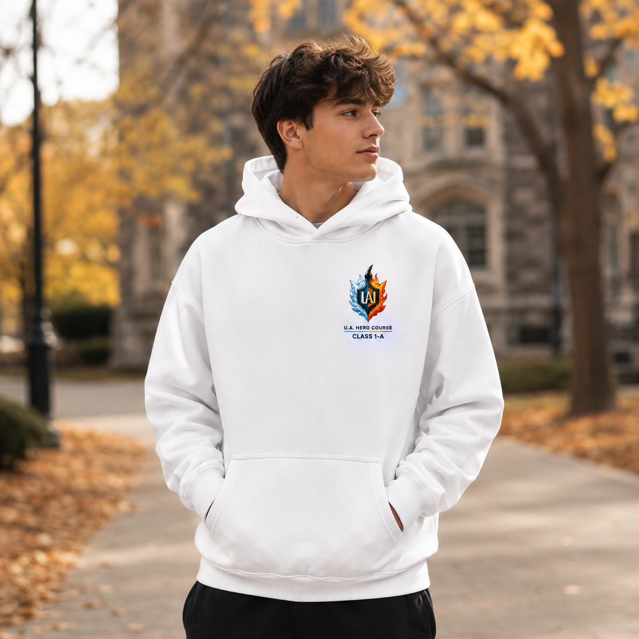 White hoodie with Shoto Todoroki My Hero Academia Half Cold Hot graphic – photo 4