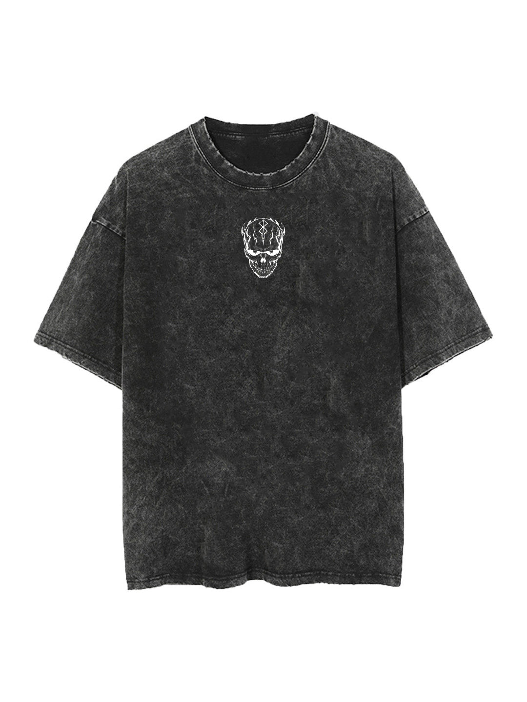 Washed black t-shirt with Skull Knight Berserk Phantom Knight graphic – photo 2