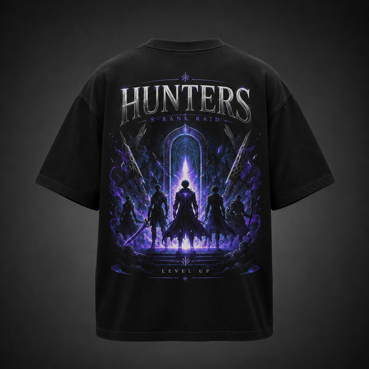 Black t-shirt with Solo Leveling S-Rank Raid graphic – photo 1