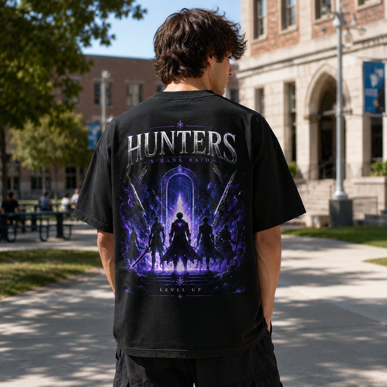 Black t-shirt with Solo Leveling S-Rank Raid graphic – photo 3
