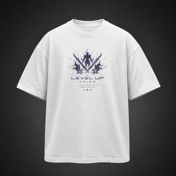 White t-shirt with Solo Leveling Shadow Knight Ascension graphic – photo 2