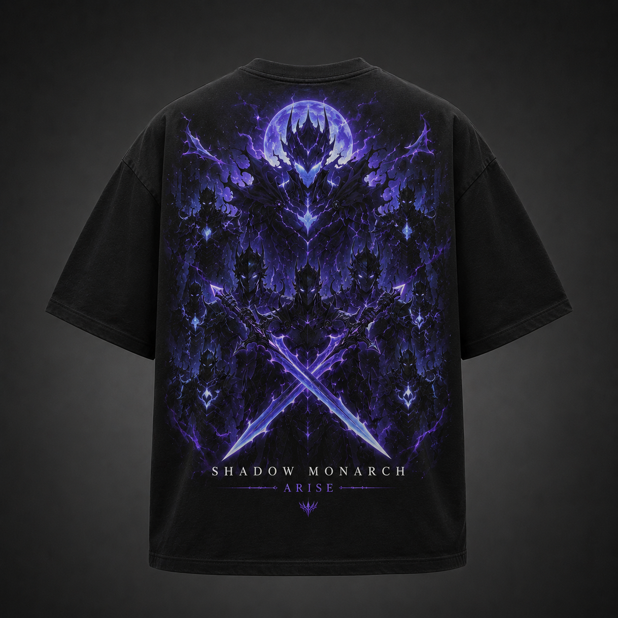 Black t-shirt with Solo Leveling Shadow Monarch Arise graphic – photo 1