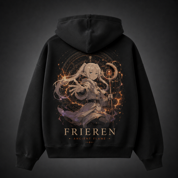 White hoodie with Stark Frieren Axe That Stands graphic – photo 1