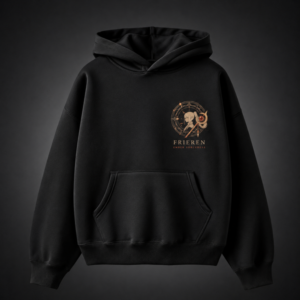 White hoodie with Stark Frieren Axe That Stands graphic – photo 2