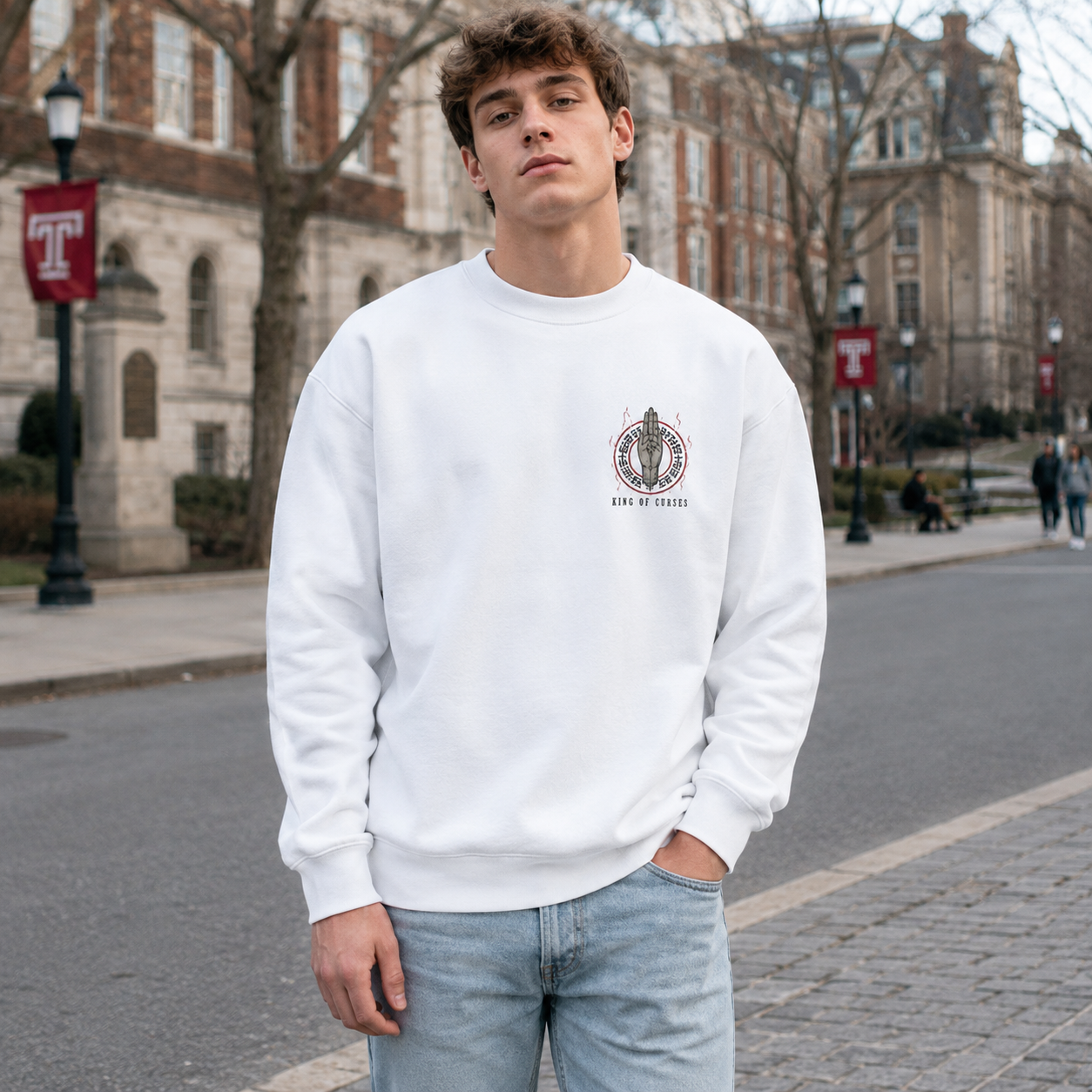 White sweatshirt with Sukuna Jujutsu Kaisen King Of Curses graphic – photo 4