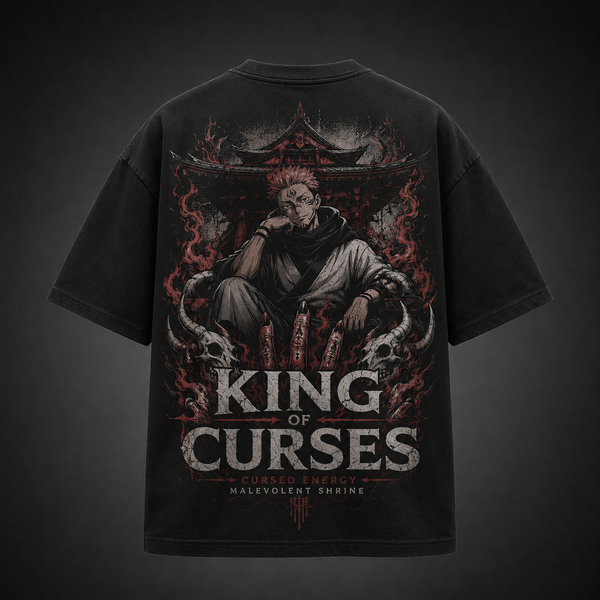 Black t-shirt with Sukuna Jujutsu Kaisen Malevolent Shrine graphic – photo 1
