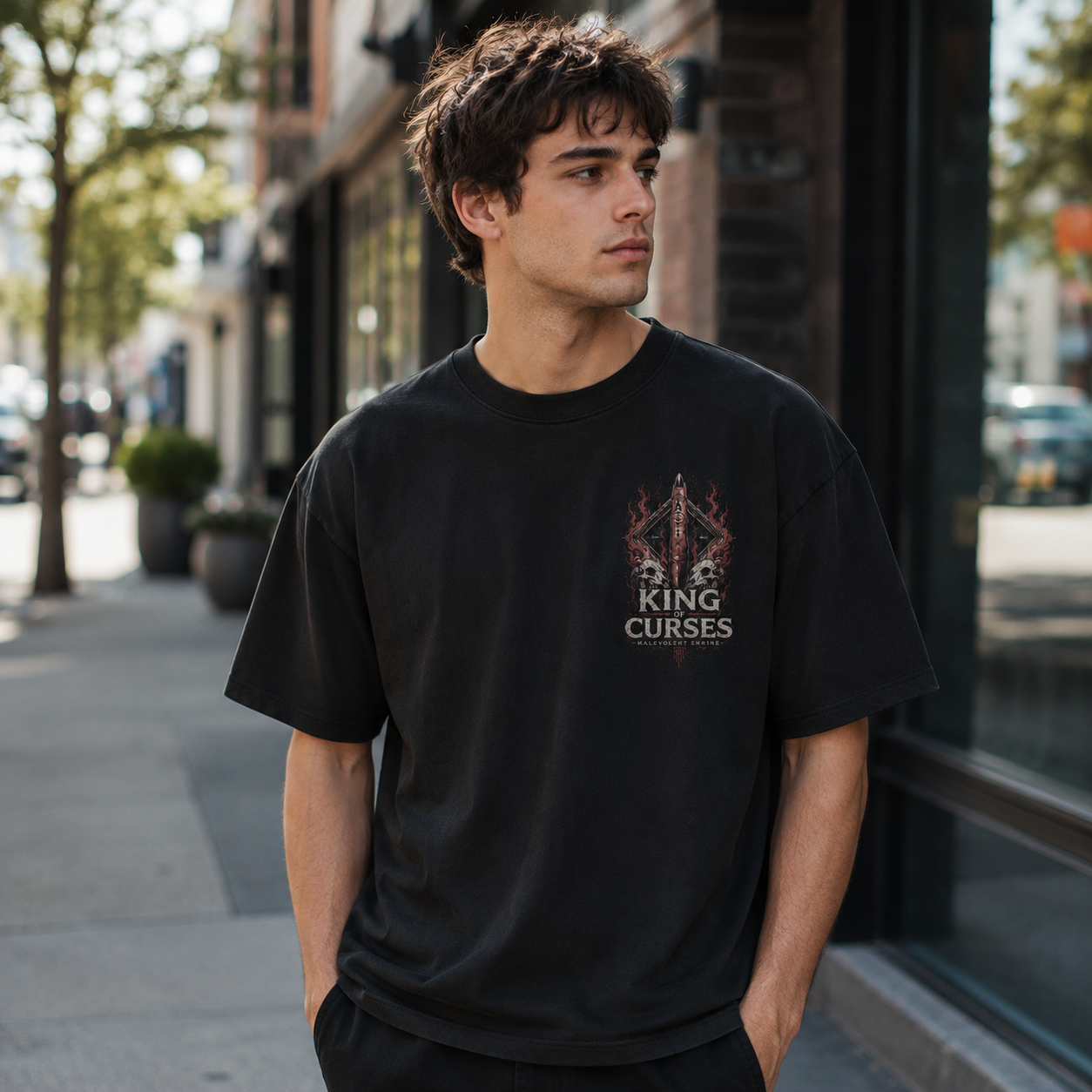 Black t-shirt with Sukuna Jujutsu Kaisen Malevolent Shrine graphic – photo 4