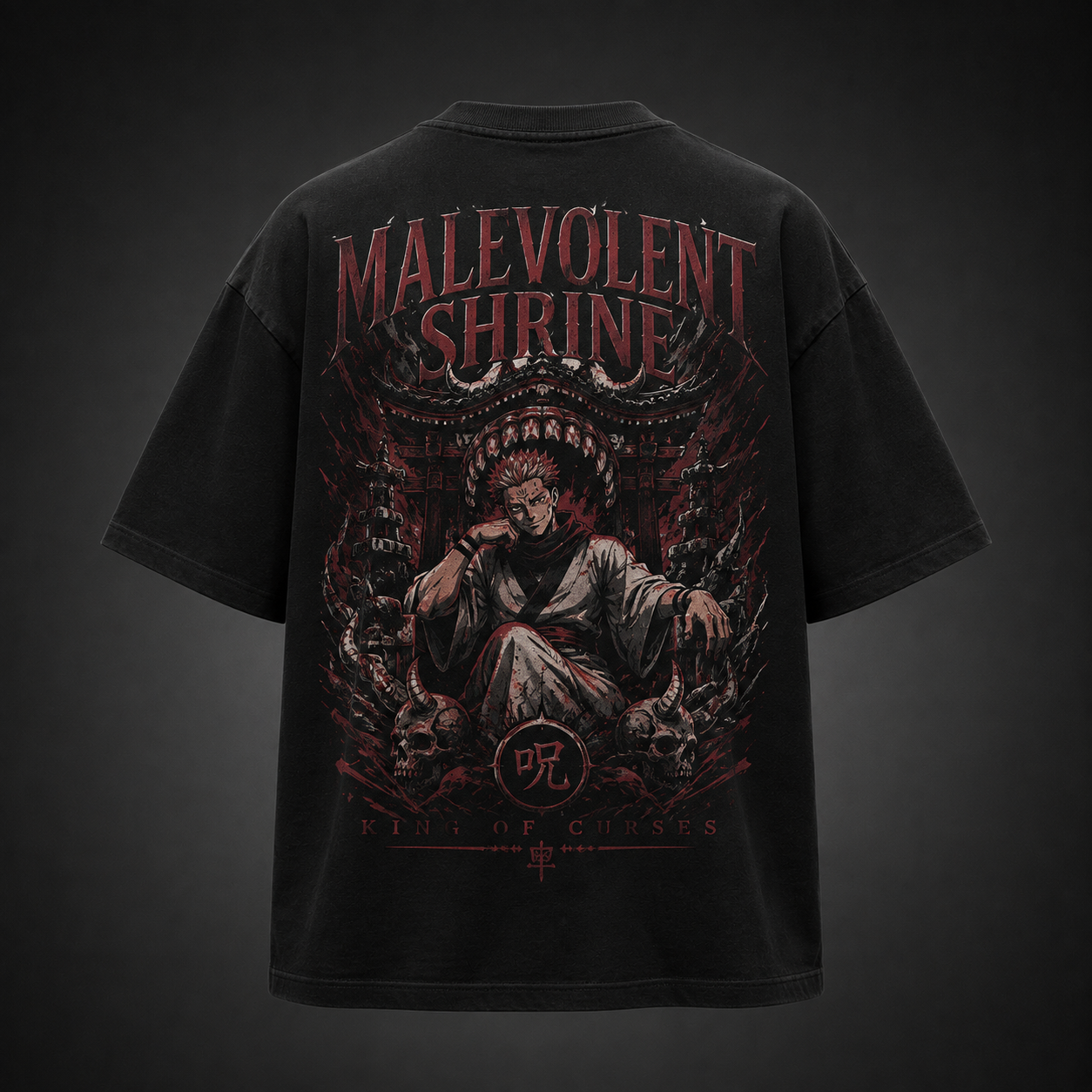 Black t-shirt with Sukuna Jujutsu Kaisen Shrine Of Domination graphic – photo 1