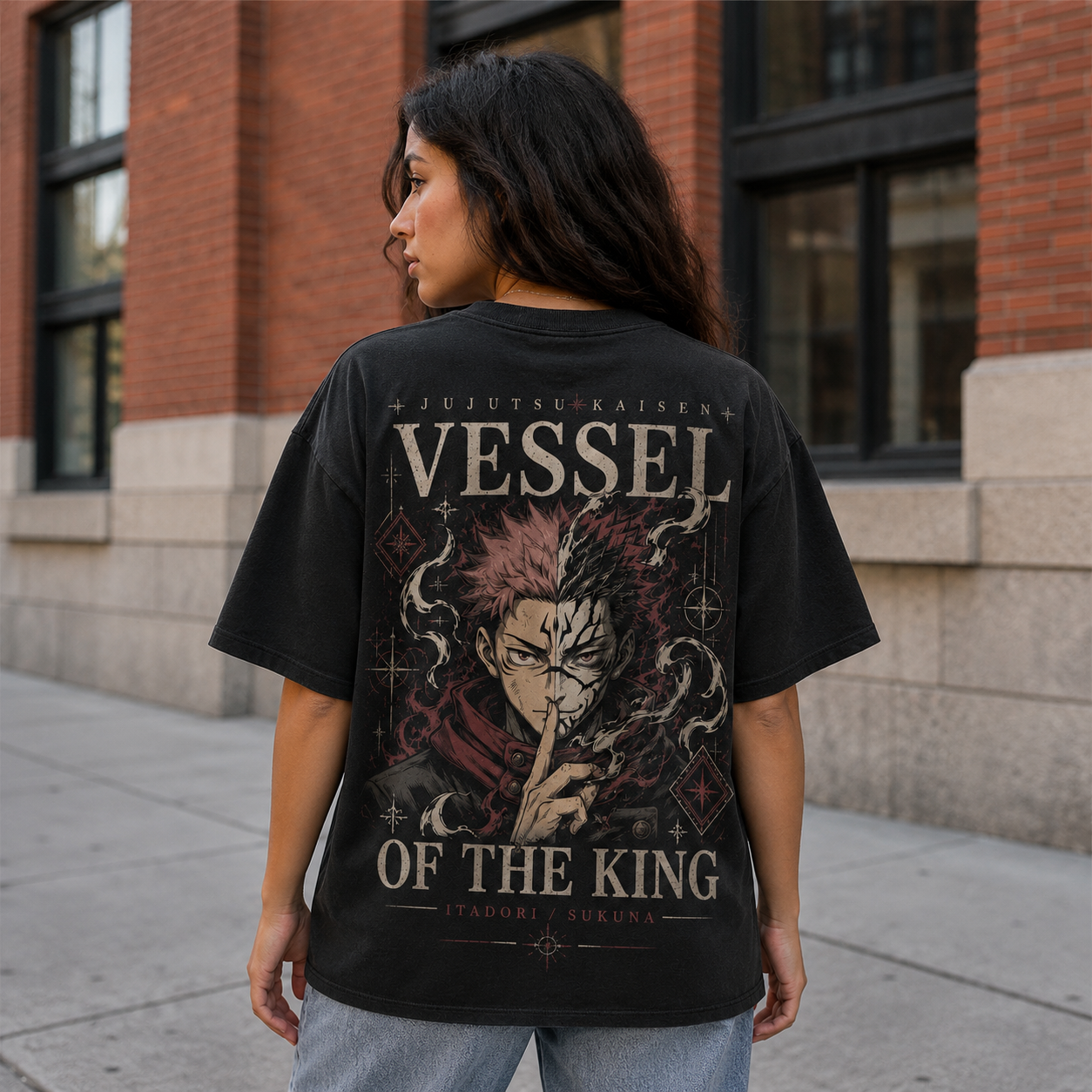 Black t-shirt with Sukuna Jujutsu Kaisen Vessel Of The King graphic – photo 3