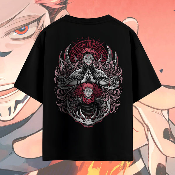 Sukuna Cursed Hand Sign Bold - Jujutsu Kaisen Oversized Tee
