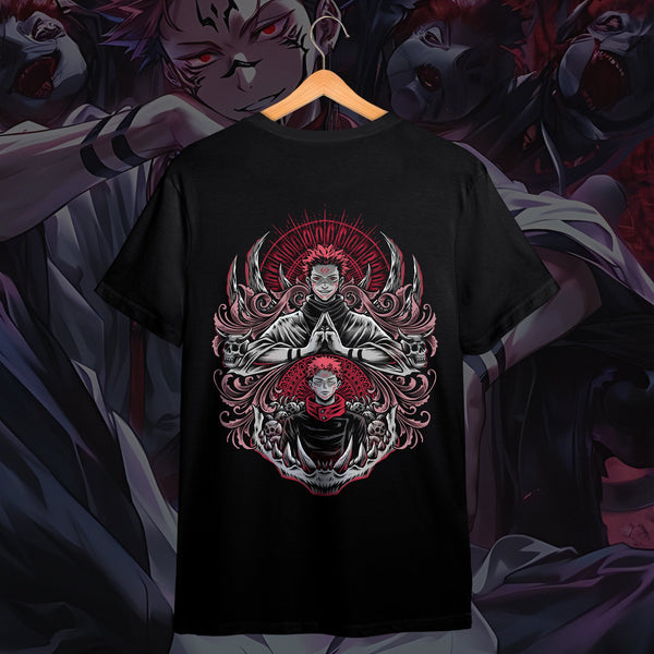 Sukuna Cursed Hand Sign Faded - Jujutsu Kaisen Oversized Tee