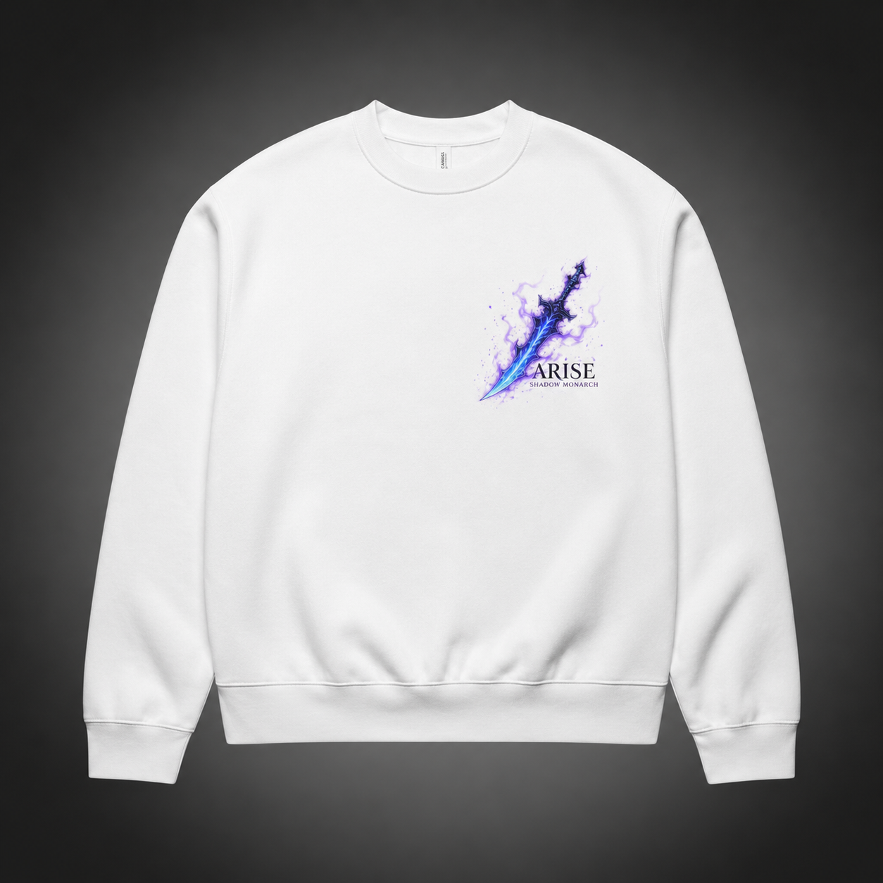 White sweatshirt with Sung Jin-Woo & Cha Hae-In Solo Leveling Shadow And Light graphic – photo 2