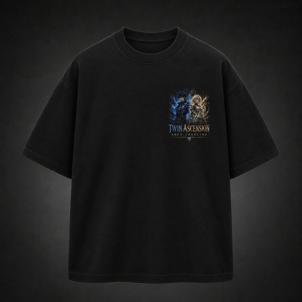Black t-shirt with Sung Jin-Woo & Cha Hae-In Solo Leveling Twin Ascension graphic – photo 2