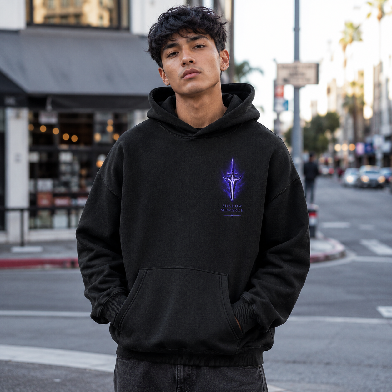 Black hoodie with Sung Jin-Woo Solo Leveling Arise Dragon Shadows graphic – photo 4