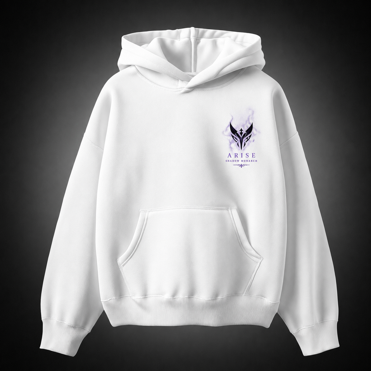 White hoodie with Sung Jin-Woo Solo Leveling He Who Overcame Death graphic – photo 2