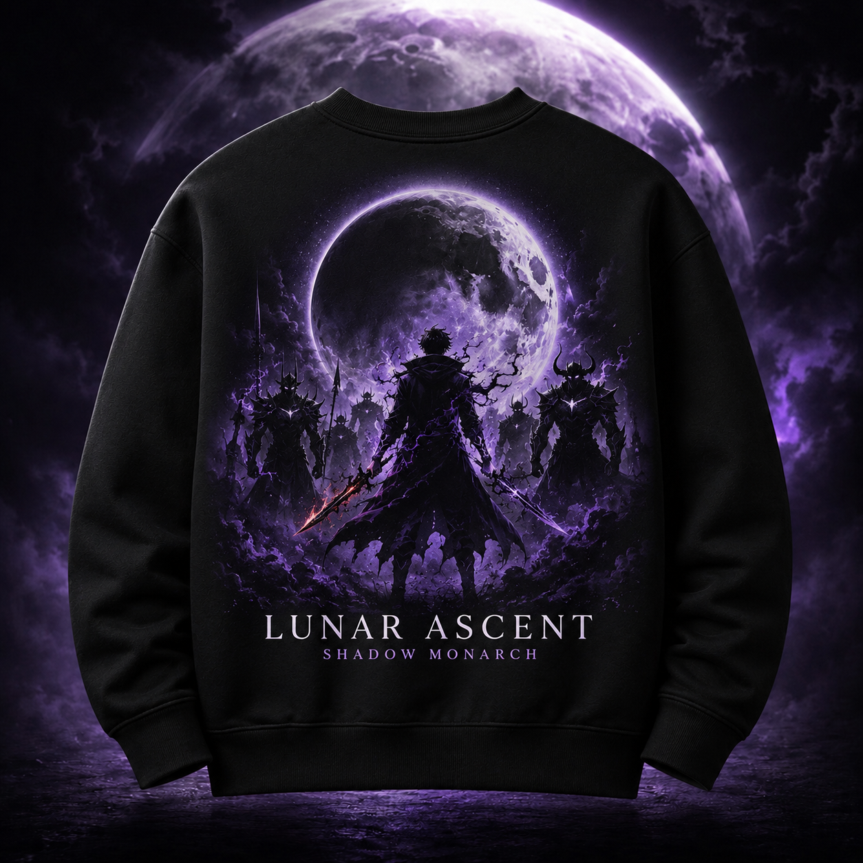Black sweatshirt with Sung Jin-Woo Solo Leveling Lunar Ascent graphic – photo 1