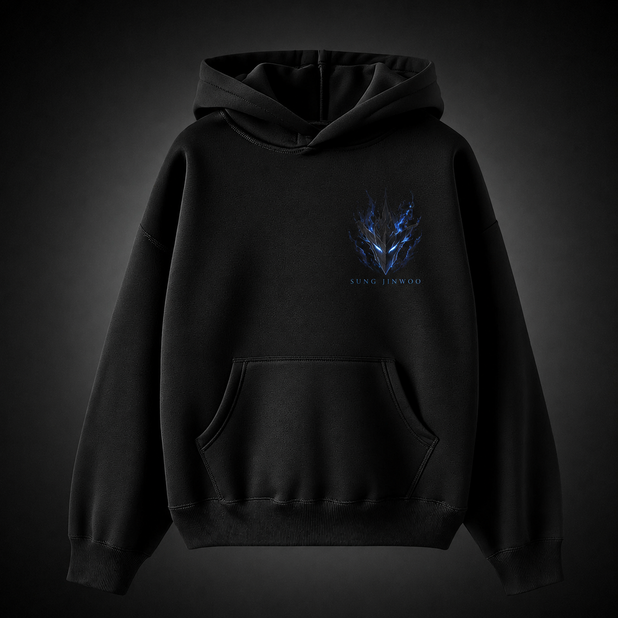 Black hoodie with Sung Jin-Woo Solo Leveling Monarch Silhouette graphic – photo 2