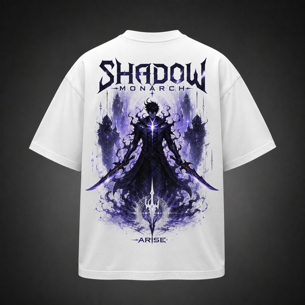 White t-shirt with Sung Jin-Woo Solo Leveling Shadow Monarch Arise graphic – photo 1