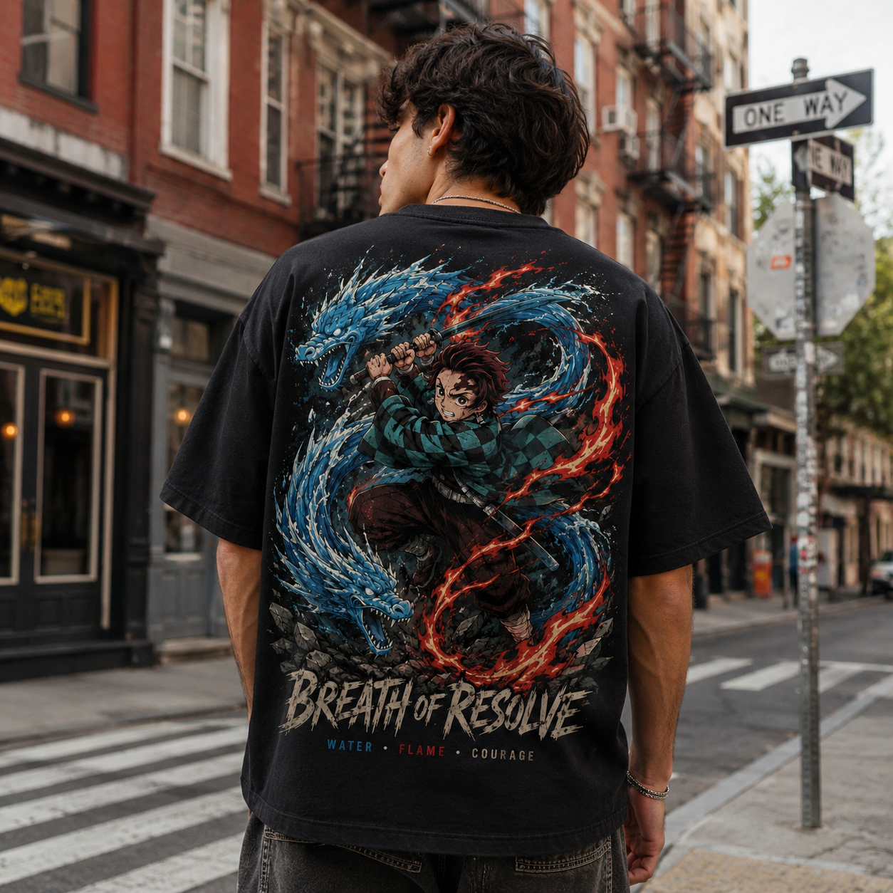 Black t-shirt with Tanjiro Kamado Demon Slayer Breath Of Resolve graphic – photo 3