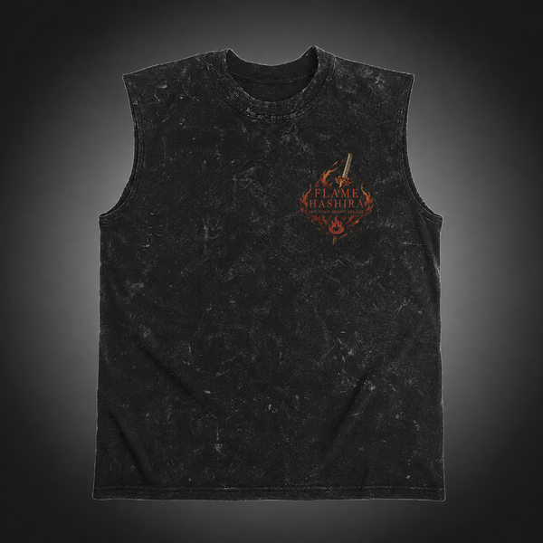 Washed black tank top with Tanjiro Kamado Demon Slayer Cut The Darkness graphic – photo 2